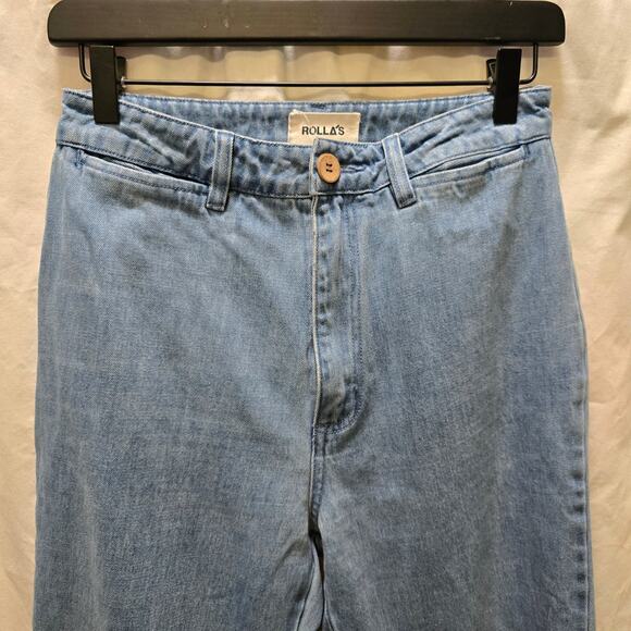 Rollas Slim Sailor Blue Cotton High Waisted Crop Jeans Size 27 Aussie 9 - Picture 3 of 8